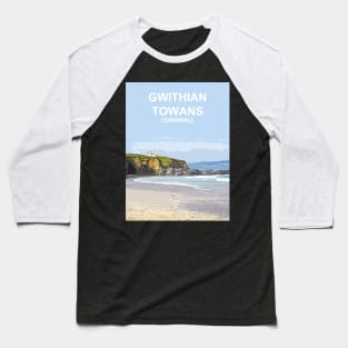 Gwithian Cornwall. Hayle Godrevy. Cornish gift. Travel poster Baseball T-Shirt